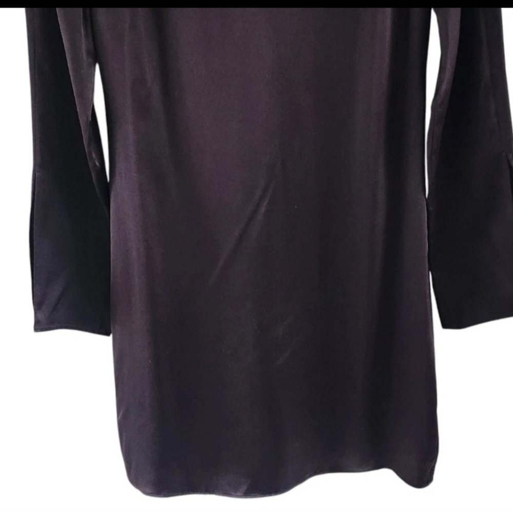 Banana Republic Black Abril Silk Mini Dress Slit Sleeves Womens Size XXS NEW - Picture 5 of 11